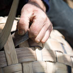 Owen Jones making an oak swill at Hatfield Living Crafts fair 2017